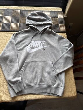 Nike Light Gray Pullover Hoodie with White Swoosh